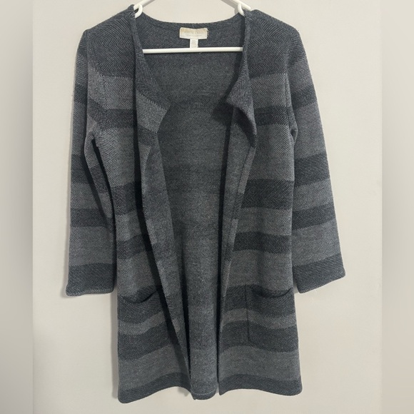 The White Company Sweaters - The White Company 100% Wool Size 4 Open-Front Striped Women’s Sweater